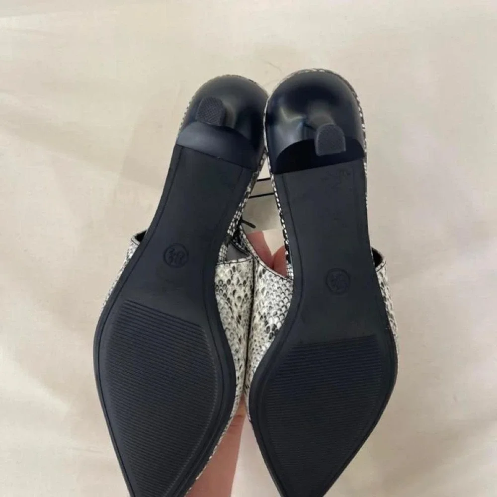 Black & white snake print slingback flats